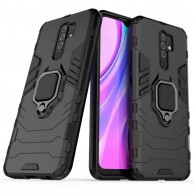 Xiaomi Redmi  9 Hybrid Shockproof Armor Case 360 Degree Metal Rotating Ring for Car Mount Holder BLACK (oem)